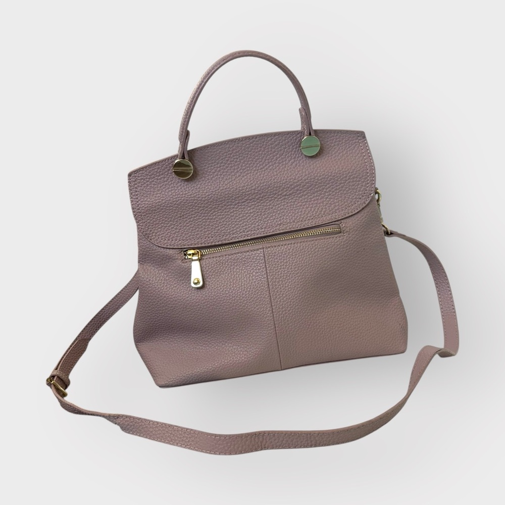 Purple Lavender Lavender Leather Flap Handbag Purse - Gold Hardware - Picture 3 of 10
